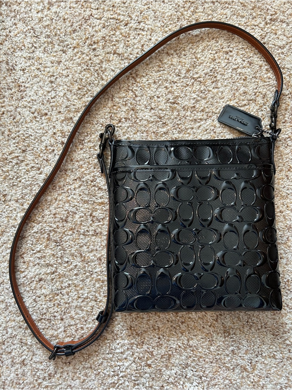 Coach Black Gloss Signature Crossbody Bag